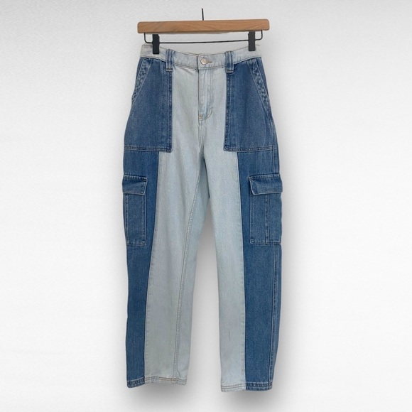 Pacsun Y2k Retro Two Toned High Rise Cargo Style Mom Jeans, Women’s Size 25 - Picture 1 of 13